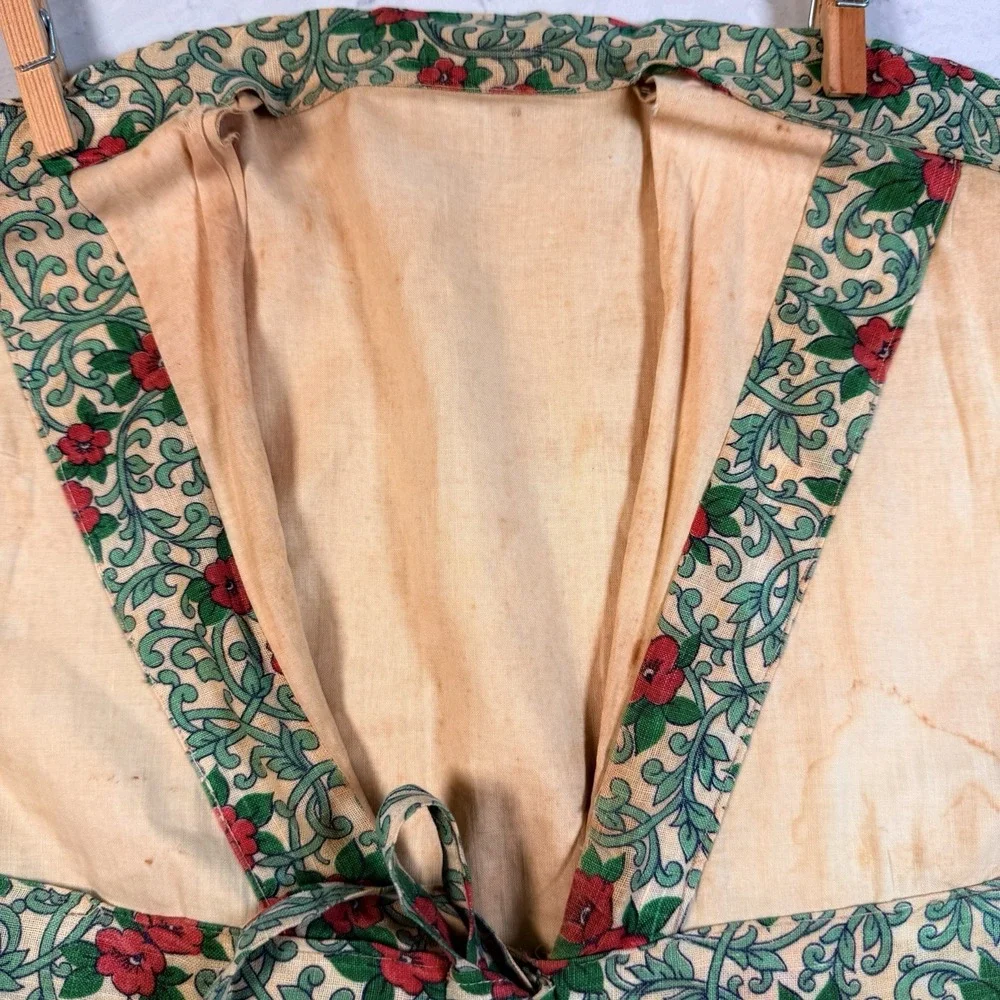 VTG Clothes Line Clothes Pin Holder Bag Hand Made 1960's Floral Dress Laundry